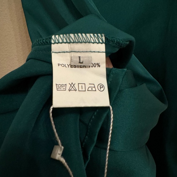 Fenity Isabelle Maxi Slip Dress Kelly Green Satin Open Back Draped Large Party - Picture 12 of 16